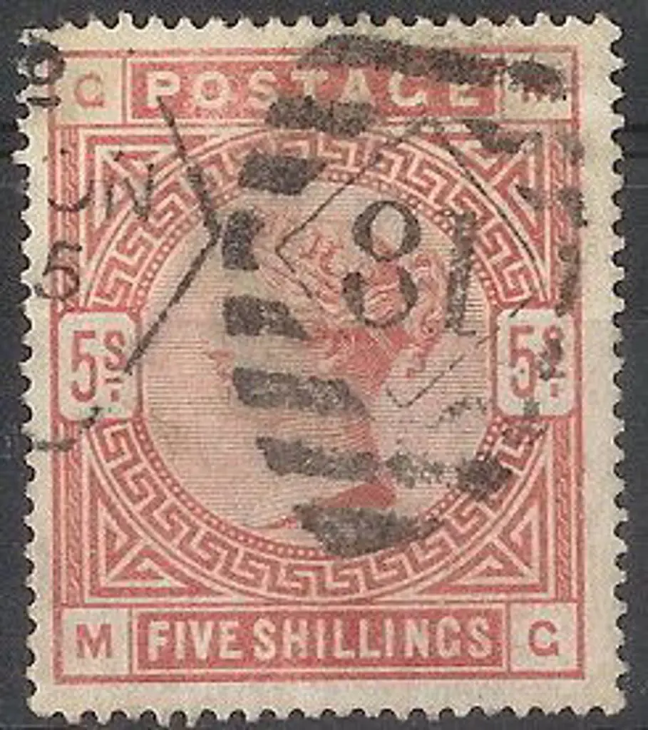1883 5/- rose QV on white paper. Good used with ... Image 1++