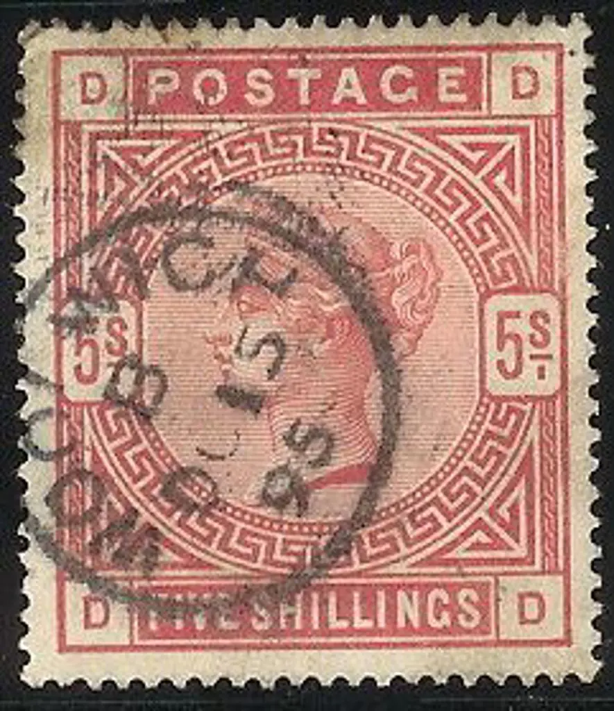 1883 5/- rose QV on white paper. F/U with neat  ... Image 1++