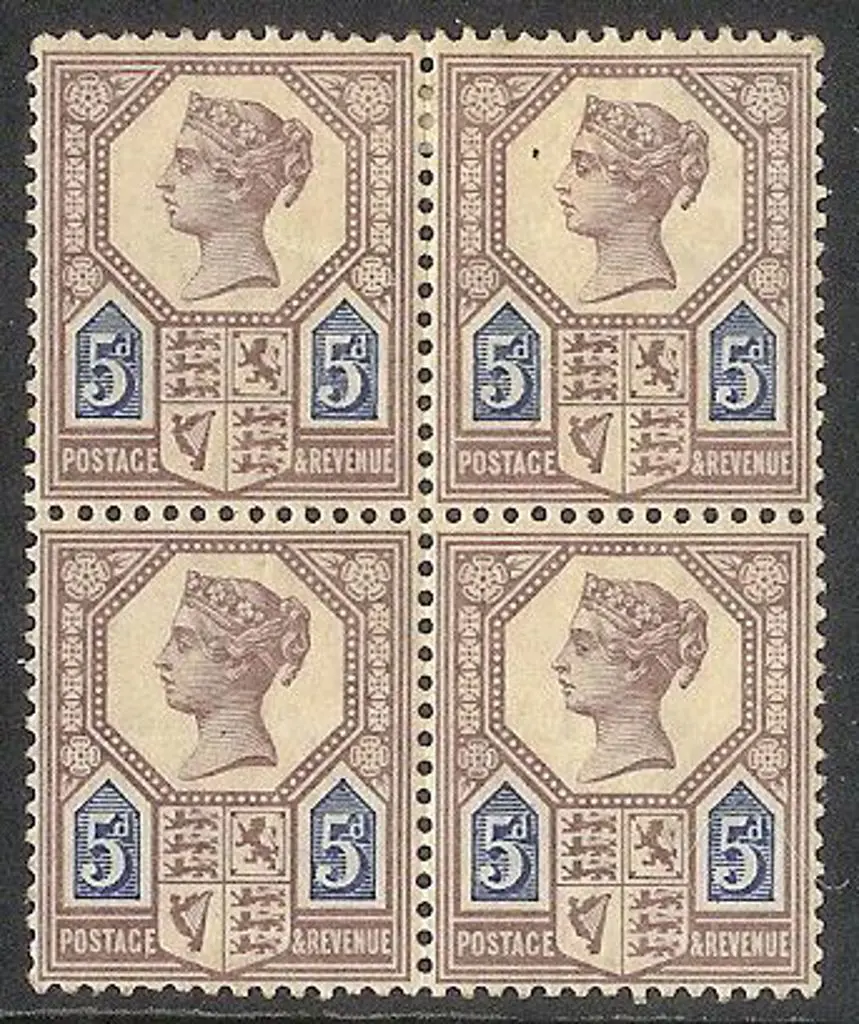 1888 5d Die II QV Jubilee block of 4, 2 MLH & 2 ... Image 1++