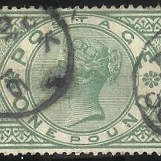1891 £1 green QV good to F/U with 2 indistinct ...