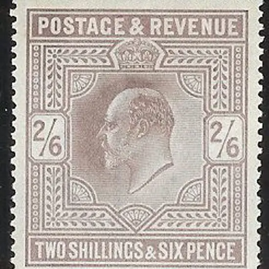 1902 2/6d dull purple KEVII on chalk surfaced ...