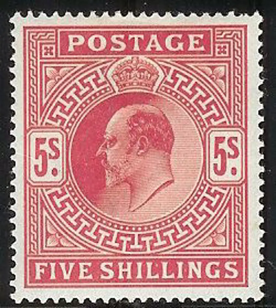 1902 5/- bright carmine KEVII. Fresh MLH with ... Image 1++