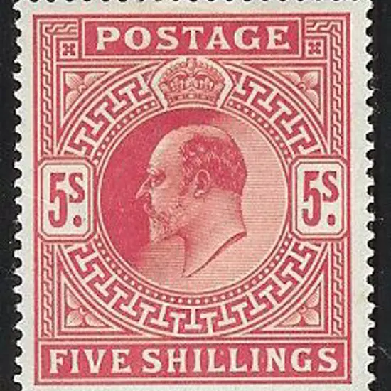 1902 5/- bright carmine KEVII. Fresh MLH with ...