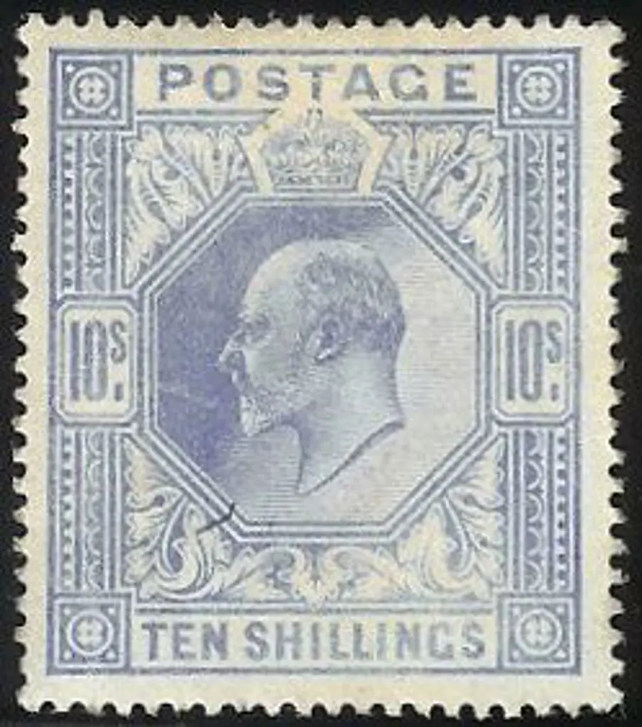 1902 10/- ultramarine KEVII. Some light surface ... Image 1++