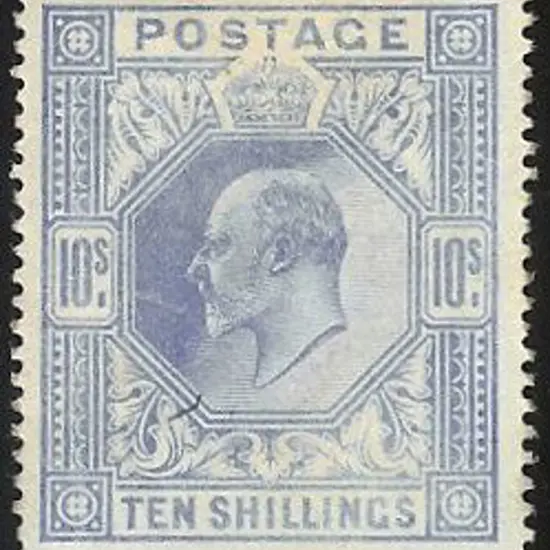 1902 10/- ultramarine KEVII. Some light surface ...