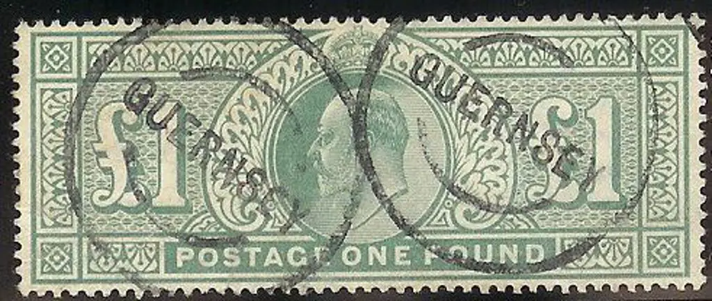 1902 £1 dull blue green KEVII. F/U with two neat ... Image 1++
