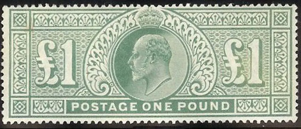 1902 £1 dull blue green KEVII. Fresh mint, large ... Image 1++