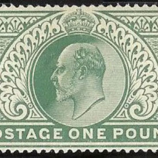 1902 £1 dull blue green KEVII. Fresh MUH with ...