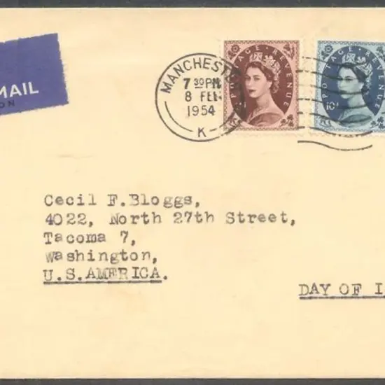 1954 (8th Feb) 9d, 10d & 11d Wilding FDC with neat ...