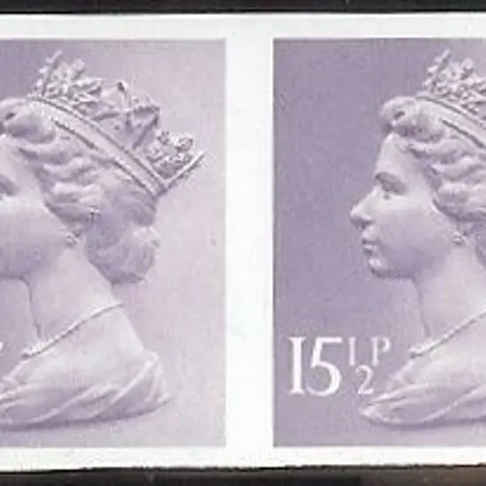 1981 15½p pale violet imperforate Machin pair. ...