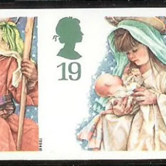 1994 19p Christmas imperforate rhs selvedge pair. ...