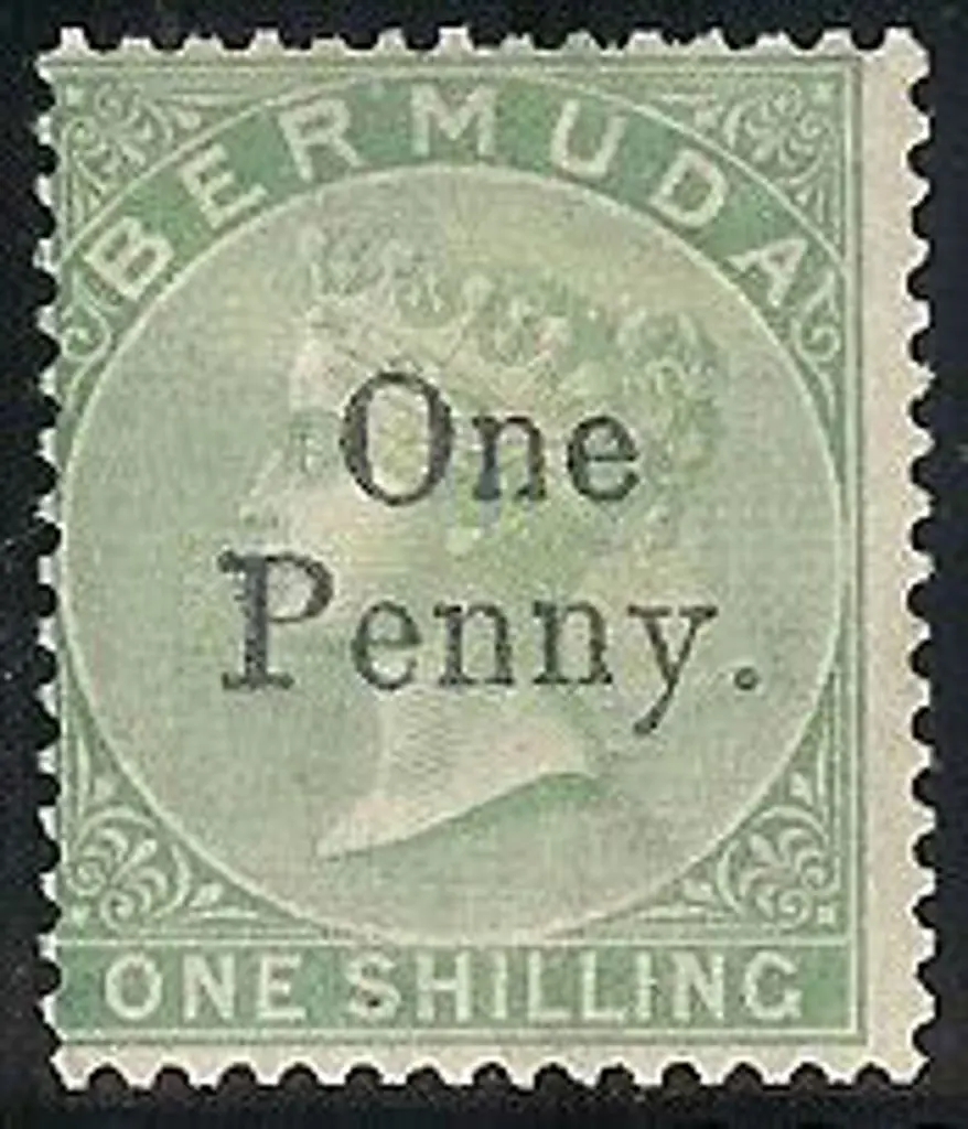 1875 1d on 1/- QV. Centred left. MLH with paper ... Image 1++