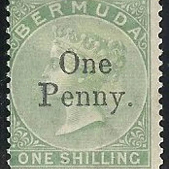 1875 1d on 1/- QV. Centred left. MLH with paper ...