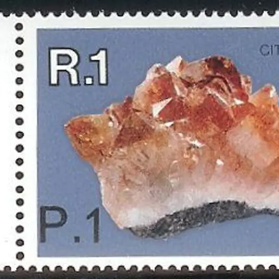 1976 1p on 1r Citrine with surcharge at bottom ...