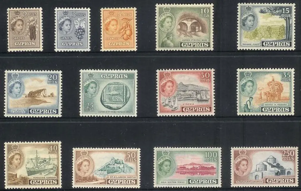 1955/60 QEII defins to 250m. MLH SG 173/85 Cat. ... Image 1++