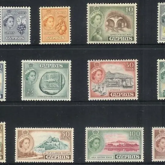 1955/60 QEII defins to 250m. MLH SG 173/85 Cat. ...
