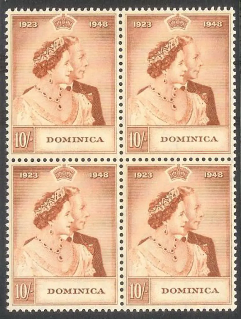 1948 Silver Wedding in MUH blocks of 4, 1d in ... Image 1++