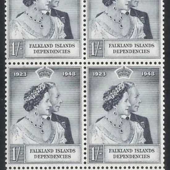 1948 Silver Wedding in marginal MUH blocks of 4 ...