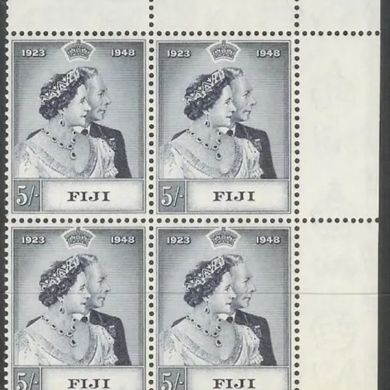 1948 Silver Wedding in MUH marginal blocks of 4. ...