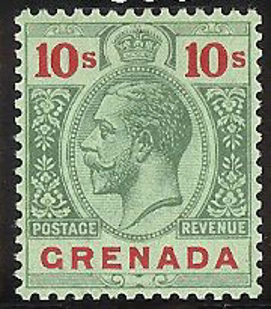 1913 10/- green & red on green KGV. Fresh MLH SG ... Image 1++