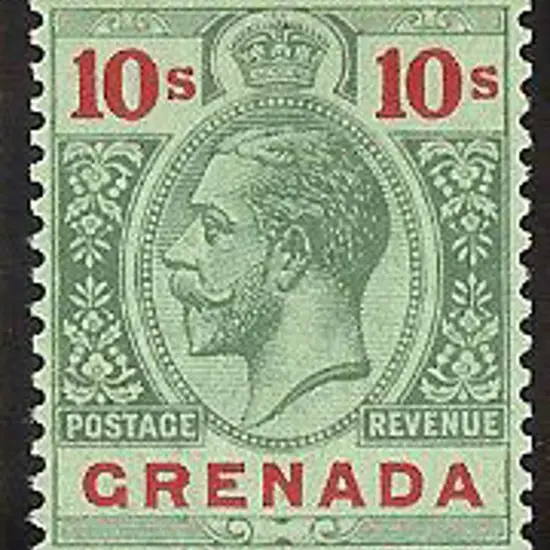 1913 10/- green & red on green KGV. Fresh MLH SG ...