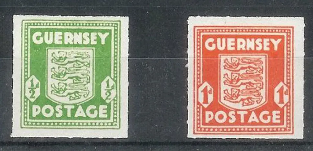 1942 ½d & 1d Arms printed on bluish French ... Image 1++