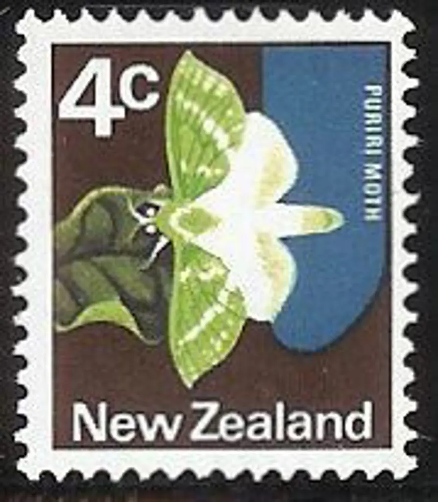 1973 4c moth with orange-yellow omitted. Normal ... Image 1++