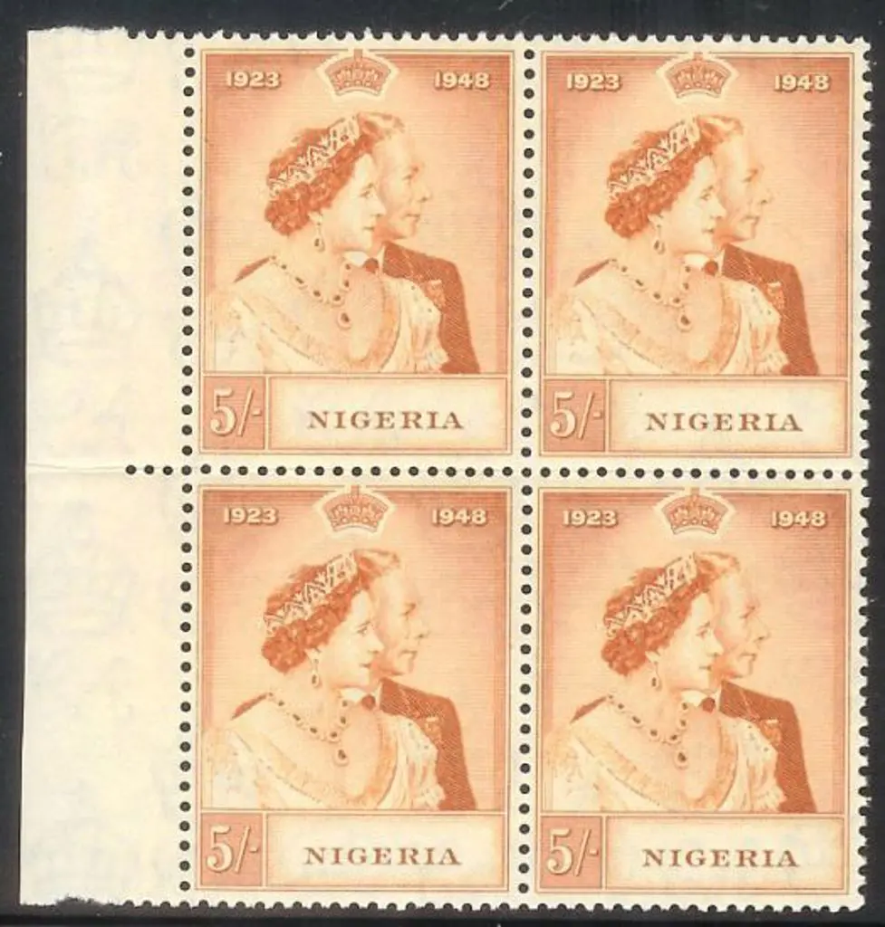 1948 Silver Wedding in marginal MUH blocks of 4. ... Image 1++