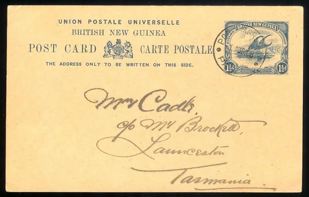 1908 (1 AUG) 1½d blue British New Guinea postcard ... Image 1++