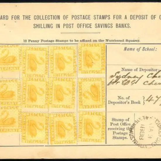 1888 (3 Jan) Post Office Savings Bank card ...
