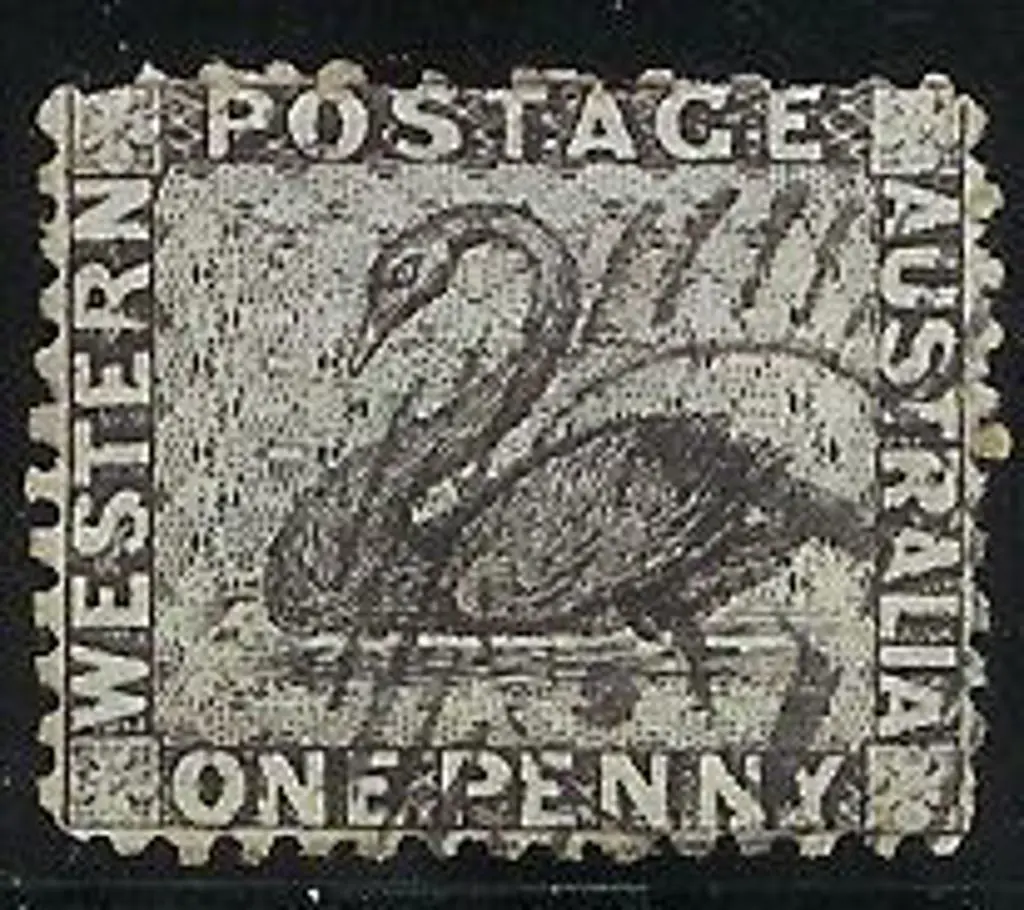 1854 1d black FORGERY on blued paper & perforated! ... Image 1++