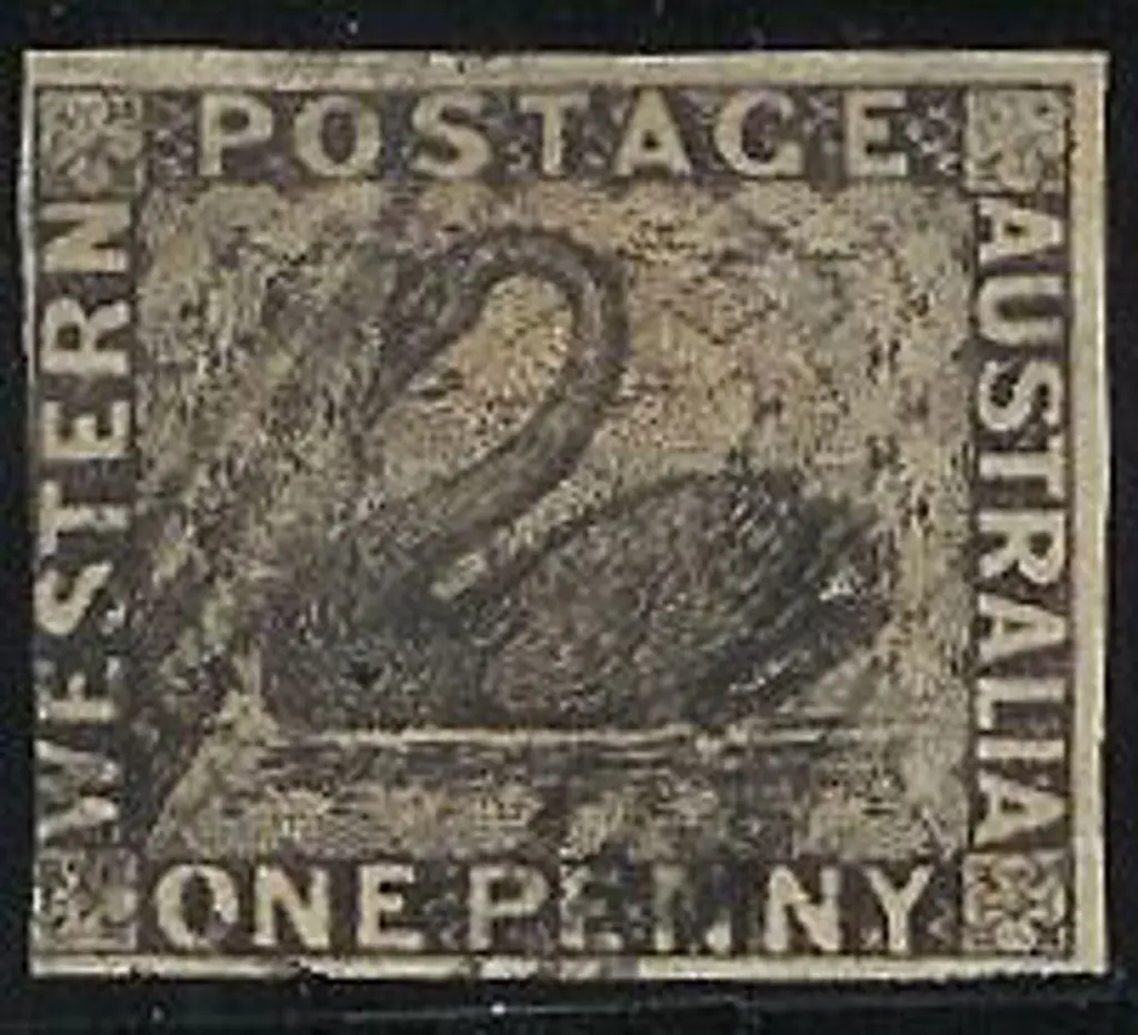 1854 1d black swan. F/U 3 ½  margin copy. SG 1 ... Image 1++