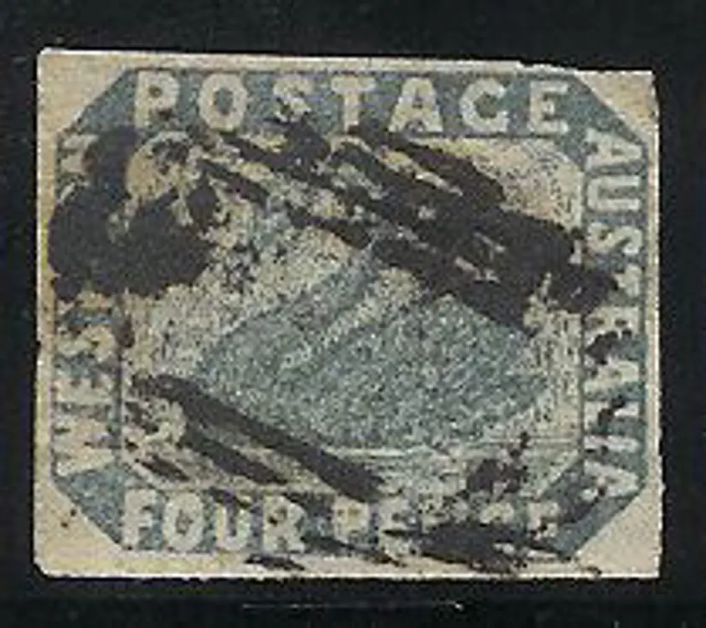 1854 4d pale blue swan with 4 clear close margins. ... Image 1++