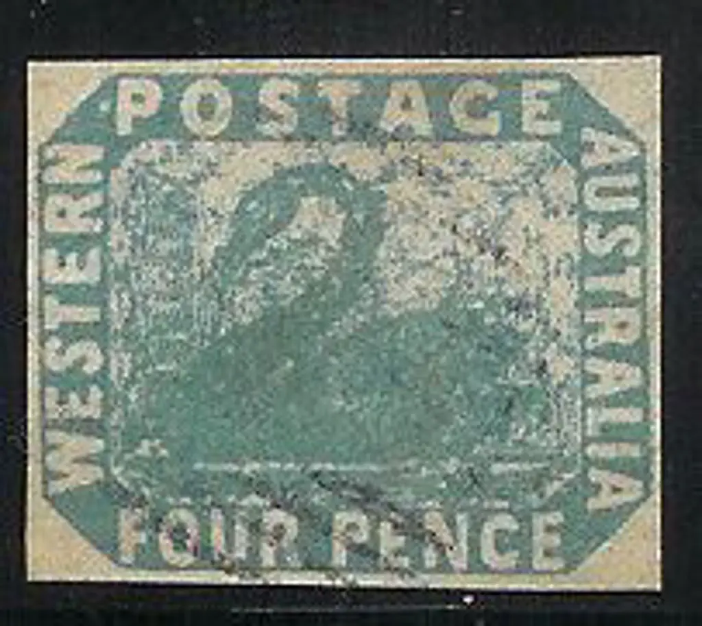 1854 4d pale blue swan with 4 clear even margins. ... Image 1++