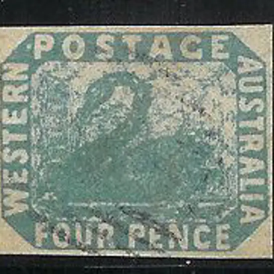1854 4d pale blue swan with 4 clear even margins. ...