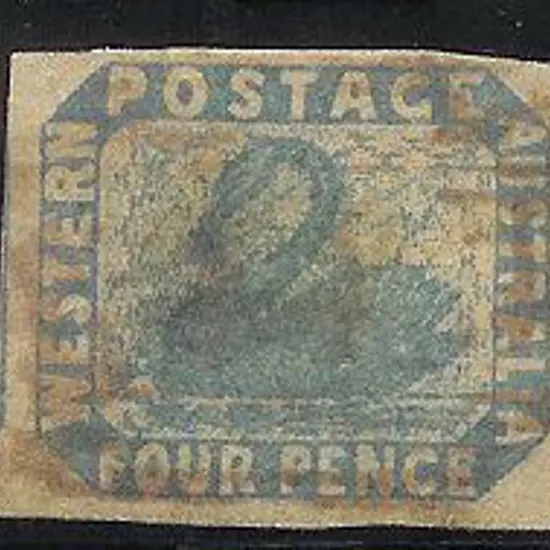 1854 4d pale blue swan with 4 clear to large ...