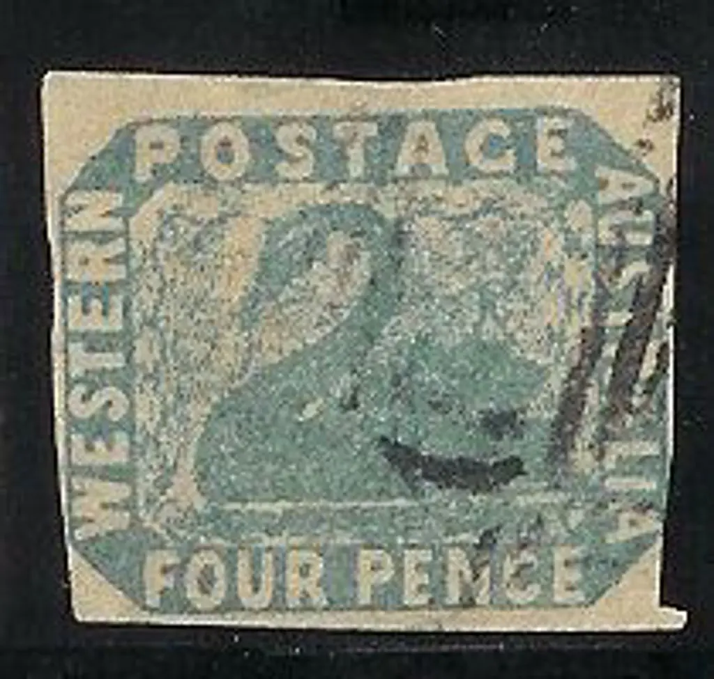1854 4d pale blue swan with 4 large to touching ... Image 1++