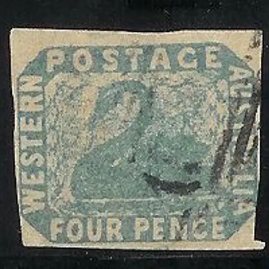 1854 4d pale blue swan with 4 large to touching ...