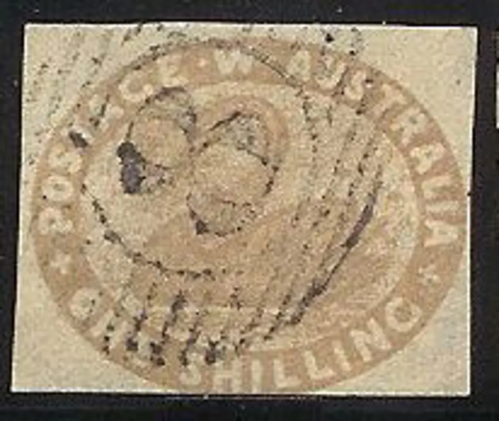 1854 1/- pale brown imperf  SG 4c with light 15 ... Image 1++