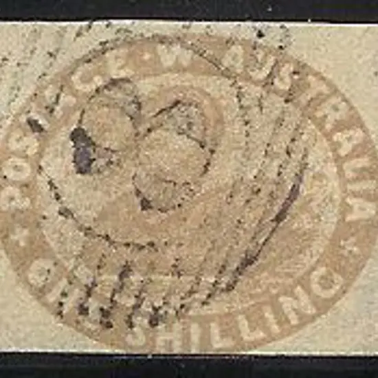 1854 1/- pale brown imperf  SG 4c with light 15 ...