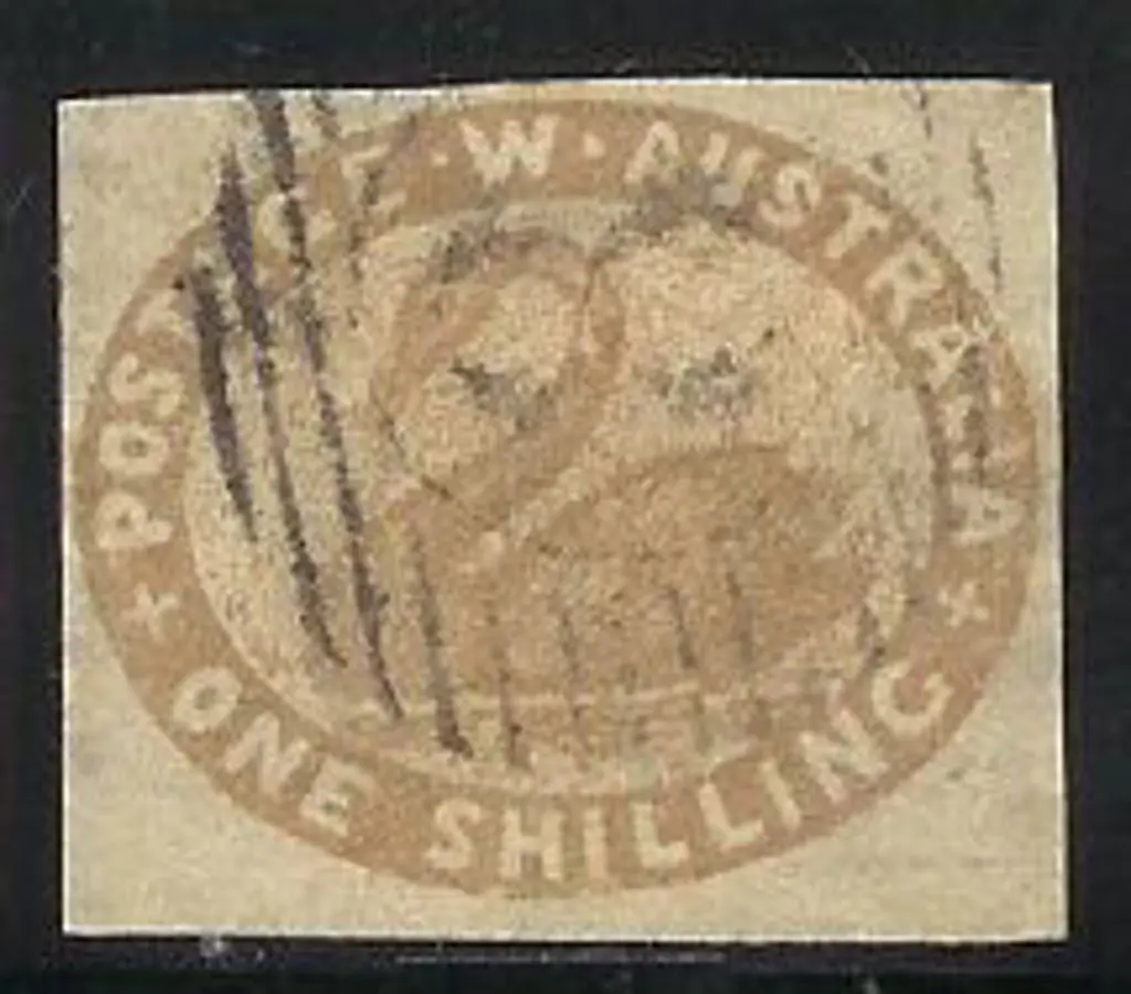 1854 1/- pale brown imperf. SG 4c with light 15 ... Image 1++