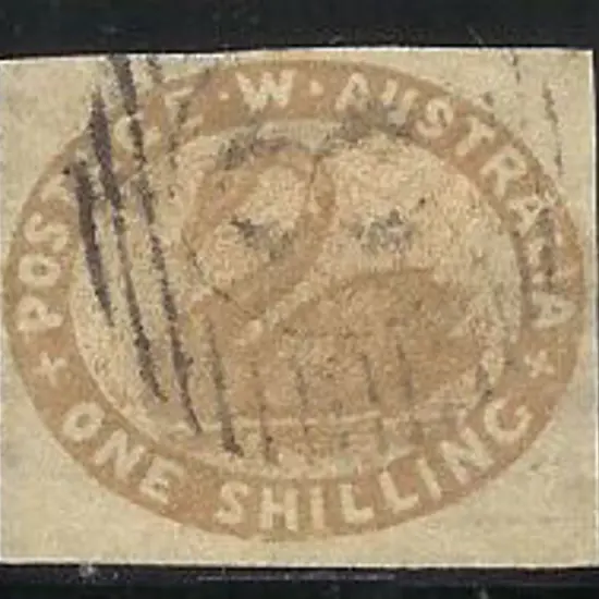 1854 1/- pale brown imperf. SG 4c with light 15 ...
