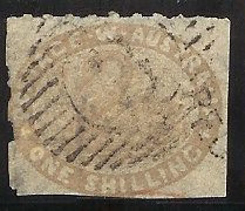 1855 1/- pale brown SG 6a rouletted 2 sides with ... Image 1++