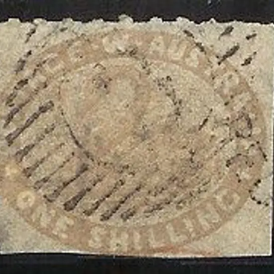 1855 1/- pale brown SG 6a rouletted 2 sides with ...