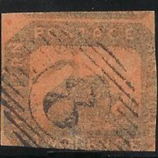 1858 2d  brown-black on red which is quite intense ...