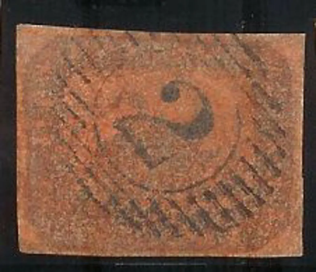 1858 2d brown-black on Indian red litho swan. A ... Image 1++