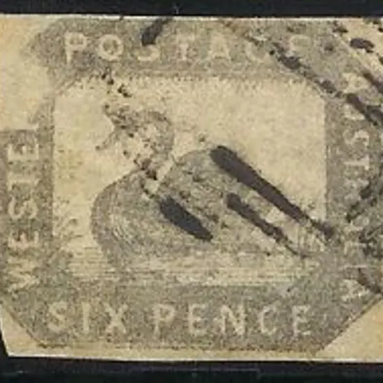 1859 6d black-bronze litho swan with certificate ...