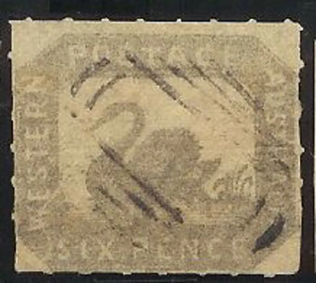 1859 6d grey-black litho swan with rouletting on ... Image 1++