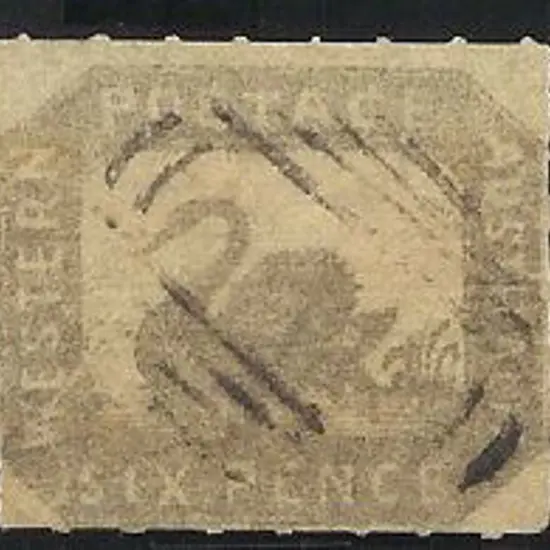 1859 6d grey-black litho swan with rouletting on ...