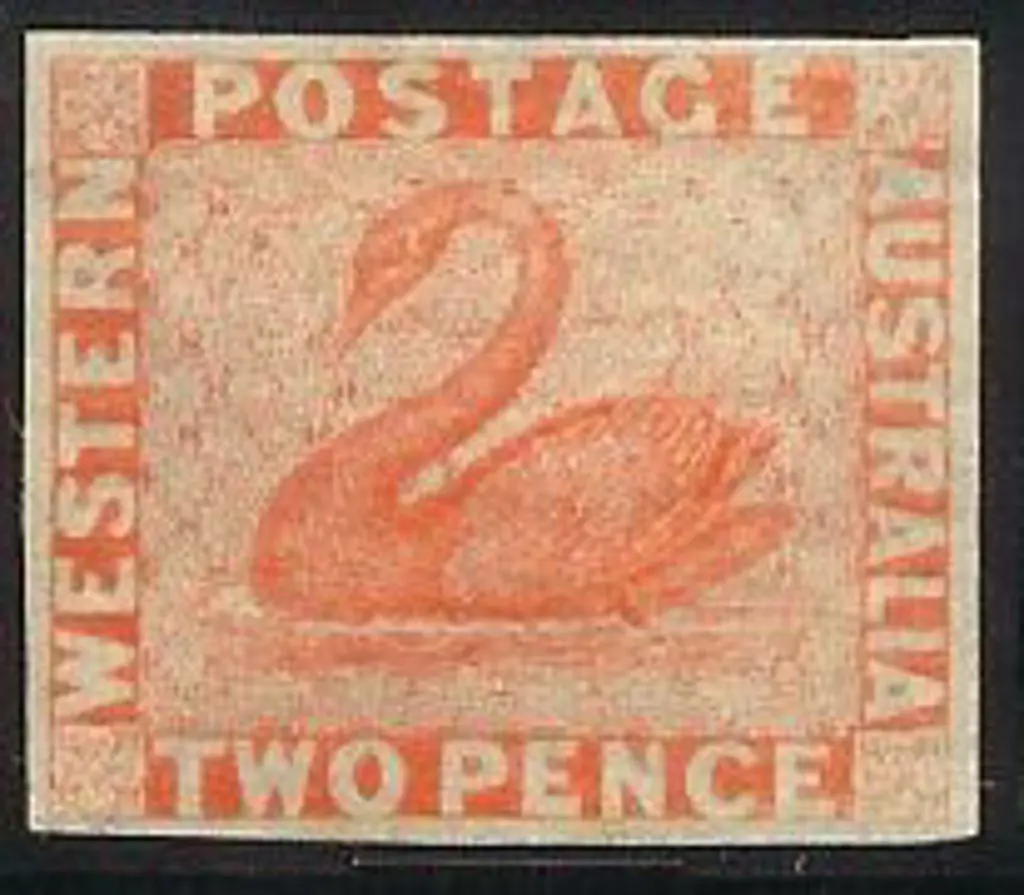 1860 2d orange-vermilion imperf swan. 4 complete ... Image 1++